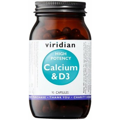 Viridian High Potency Calcium & D3 (Vápnik s Vitamínom D3) 90 kapsúl