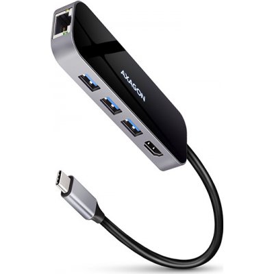 AXAGON HMC-6GL, USB 3.2 Gen 1 hub, 3x USB-A, HDMI 4k/30Hz, RJ-45 GLAN, PD 100W, kabel USB-C 20cm HMC-6GL