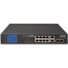 Planet GSD-1222VHP Switch, 8x PoE + 2x 1000Base-T + 2x SFP, LCD,VLAN, extend mód 10Mb do 250m, IEEE 802.3at 120W