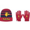 Zimní set Pokémon Pikachu čepice a rukavice červená