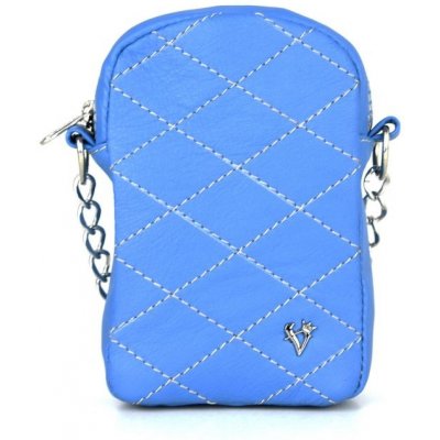 Malá kožená kabelka na mobil v modrej farbe