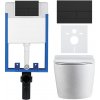 CERANO - Kompletný podomietkový WC set Lite/Felci - biela lesklá - WC tlačidlo Line, čierna matná - na zamurovanie - 52,5x36 cm