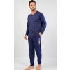 Crew pánské pyžamo dlouhé modré