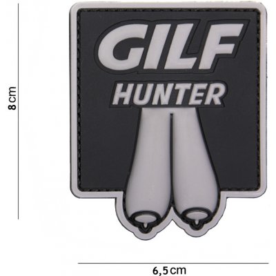 Gumová nášivka 101 Inc nápis Gilf Hunter Smaller - sivá