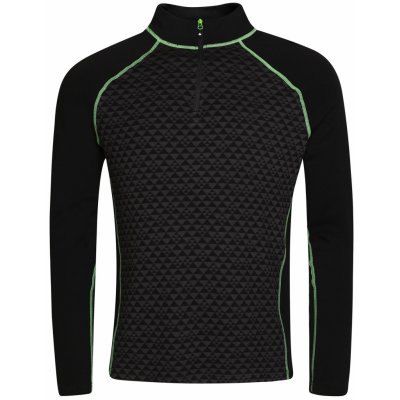 Pánske funkčné tričko Zulu Merino 240 Zip Long Veľkosť: M / Farba: čierna/zelená
