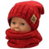 BABY NELLYS Jesenná/zimná čiapka s komínkem - červená