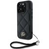Karl Lagerfeld púzdro Quilted Initial Logo & remeň na retiazke čierne pre iPhone 16 Pro (KLHCP16LPSQSKLSMSK)