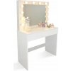 Biely toaletný stolík HOLLYWOOD s osvetlením v zrkadle 80x40x140cm biela