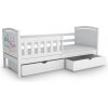 Detská posteľ so zábranou a šuflíkom Neos 90x200 - biela