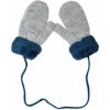 YO Zimné rukavice s kožušinou šnúrkou sv. modré/ granát. kožušina