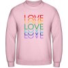 Dúhová Mikina AWDis - Dúhový dizajn - Love, Love, Love - Bábätkovská ružová - XL - Pánske