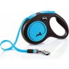 Vodítko FLEXI Neon M páska 5m/25kg čierna/modrá NEW