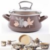 Metalac smaltovaný Hrniec s pokrievkou 14 cm - 1,65 L Lístky (Smaltovaný riad )