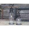 Kovový starožitný lampáš v čiernom farebnom prevedení so sklom a úchytom na ľahšie uchopenie 12 x 42 cm Chic Antique 40745