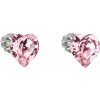 Strieborné náušnice pecka s kryštálmi Swarovski ružové srdce 31139.3