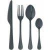 MADAM STOLTZ Sada príborov Enamel Coating Anthracite/Green – set 4 ks