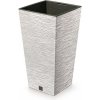 PROSPERPLAST Kvetináč FURU SQUARE ECO WOOD 24cm biely