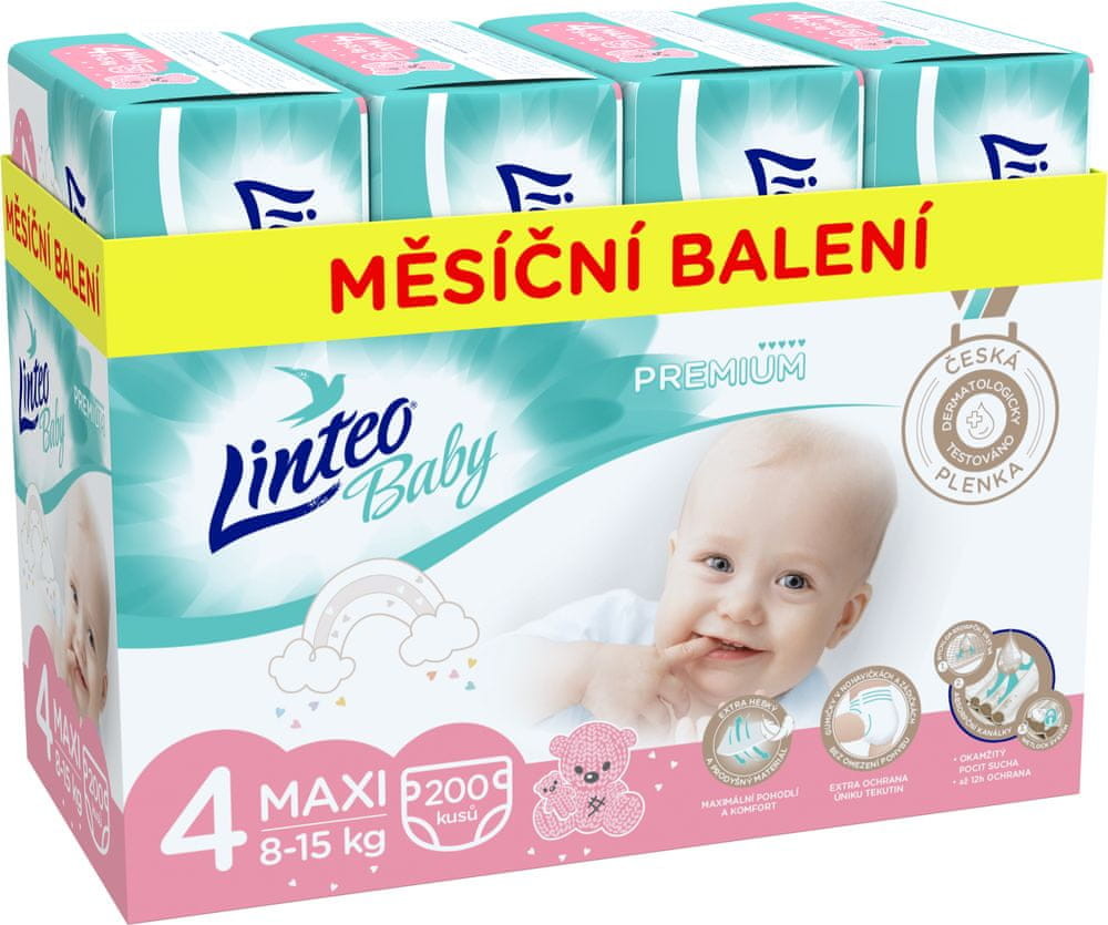 LINTEO Baby Prémium MAXI 8-15 kg 200 ks