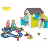 Smoby set detský domček Pretty Blue s letnou kuchynkou a vodná dráha Amphie World s loďkami 810703-43