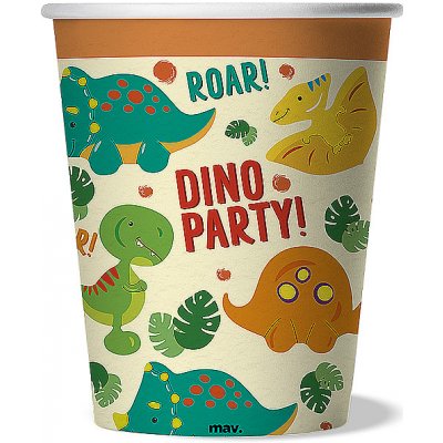 Smart balloons Kelímky papierové Dino party Color 250 ml