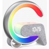 Stolní lampa IMMAX LED relaxační lampička FLAMINGO s QI nabíjením, budík, RGB, USB výstup, stříbrná (08987L)