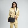 Kvalitná crossbody kožená kabelka čierna Wojewodzic priečne telom 31967/FD01/Z