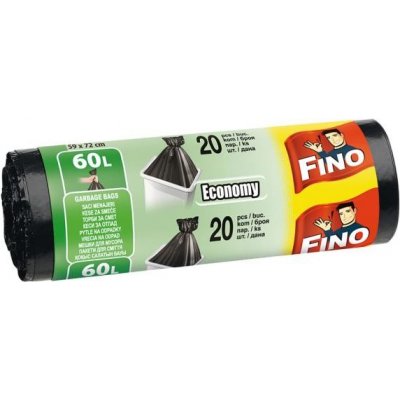 Vrecia zaväzovacie FINO Economy 60 ℓ, 13 mic., 59 x 72 cm, čierne (20 ks)