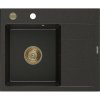 Mexen Ben, 1-komorový granitový drez 600x500x190 mm, ľavý + zlatý sifón, čierna-zlatá metalíza, 6522605000-75-G