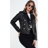 Čierna koženková bunda s hrotmi a ozdobnými gombíkmi TRUCCO TY4178 S