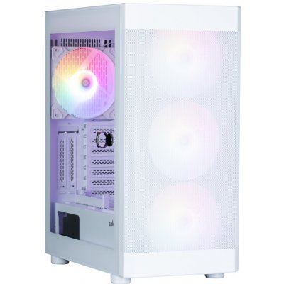 Zalman skříň i4 TG / Middle Tower / 4x 140 mm RBG LED fan / 2x USB 3.0 / 1x USB 2.0 / mesh panel / tvrzené sklo / bílá i4 TG White