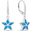 Brilio Silver Strieborné visiace náušnice Hviezdičky s modrými opálmi EA1162WB