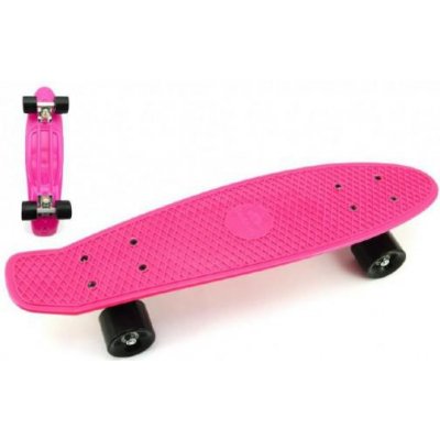Teddies Skateboard - pennyboard 60cm, nosnosť 90kg, kovové osi, ružová farba, čierna kolesá