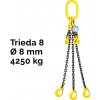 Reťazový záves, oko-3 hák, skracovač, Nosnosť 4250/3000 kg, G8-8, Certifikát, ČŽ 4250 / 3000 kg 4,5 m Čierna