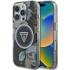 Guess IML Glitter Magnolia and Triangle Logo MagSafe Zadní Kryt pre iPhone 16 Pro Black