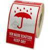 Labelea Samolepiace etikety 80x120 mm VOR NÄSSE SCHÜTZEN / KEEP DRY, na zásielky, 500 etikiet na rolke EKZ080120UVSNS