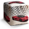 Sablio Taburet Kocka Ferrari Závodní vlajka: 40x40x40 cm