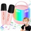 KARAOKE MACHINE PRE DETI RGB BT REPRODUKTOR S 2X MIKROFÓNOM (RUŽOVÝ)