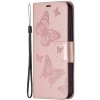 Peňaženkové puzdro Embossing Pattern Motýľ ružové – Samsung Galaxy A54 5G