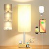 Kakanuo Dotyková nočná lampa s USB-A+C, 3-úrovňová, ľanová