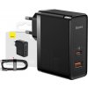 Nástenná nabíjačka Baseus GaN USB-C + USB, 100 W + 1m kábel (čierna)