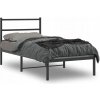 Kovový rám postele s čelom, čierny, 90x200 cm