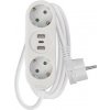 Predlžovací kábel 1,5 m / 2 zásuvky + 2 × USB A + 1 × USB C / biely / PVC / 1,5 mm2
