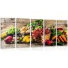 5-dielny obraz čerstvé ovocie a zelenina
