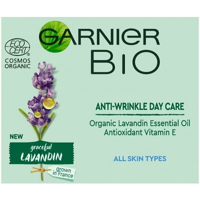 GARNIER BIO, denný krém proti vráskam s bio levanduľovým esenciálnym olejom a vitamínom E, 50 ml