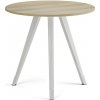 Konferenčný stôl PRIMO ZEN, priemer 80 cm, biela podnož, dub prírodný