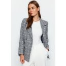 Trendyol Gray Oversize Woven Plaid Blazer Jacket