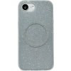 Gumený Glitter kryt Magnetic na iPhone 16e - Strieborná