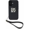 DKNY PU Leather Stack Logo Wrist Strap kryt pre iPhone 16, čierny 57983122447