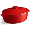Hrnec oválný s poklicí 33 x 26 cm Burgundy granátový červený - Emile Henry (Emile Henry oválný s poklicí Burgundy granátový červený 33 x 26 cm - Emile Henry)