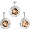 Evolution Group Sada šperkov s krištáľmi Swarovski náušnice a prívesok hnedé oranžové okrúhle 39107.3, darčekové balenie